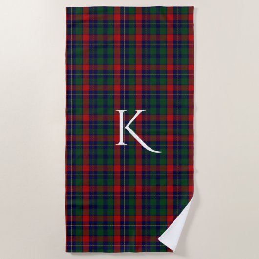 Kilgour Clan Tartan Plaid Monogram Beach Serviette (Devant)