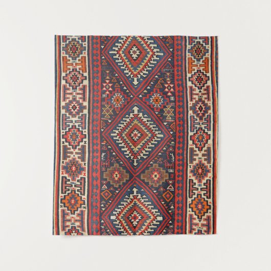 Kilim Aztec Red Blue Tan  Wandkleed (Voorkant)