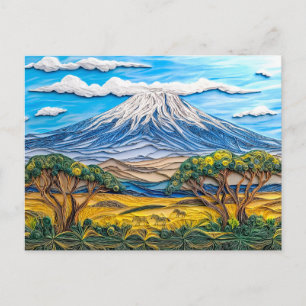Kilimanjaro-landschap met zebra-savanne briefkaart