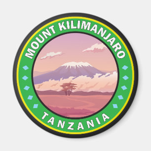 Kilimanjaro Tanzania Africa Circle Badge Magneet