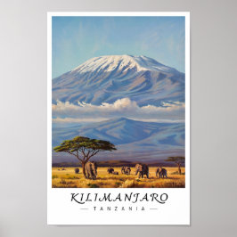 Kilimanjaro Tanzania Wall Art, African Mountain Poster