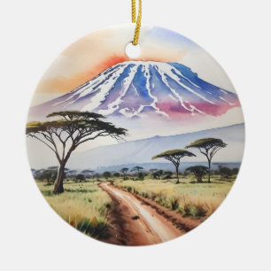 Kilimanjaro Tanzania Waterverf Keramisch Ornament