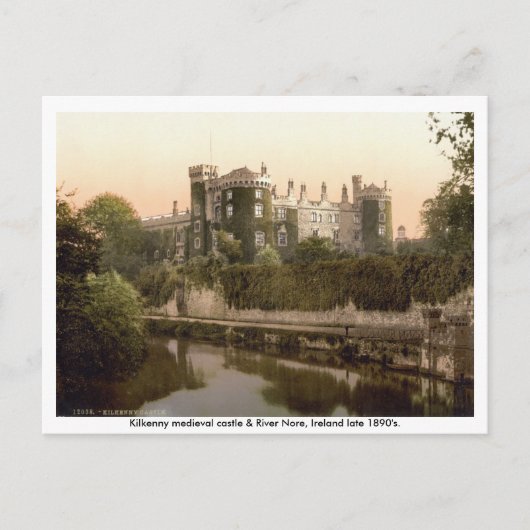 Kilkenny castle & River Nore, 19e eeuw Briefkaart (Voorkant)