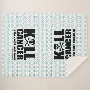 Kill Cancer & de cel waar het in reed met schedel Sherpa Deken