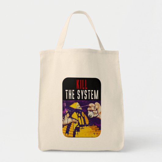 Kill the System Anti-Establishment Pyramid Eye Art Tote Bag (Voorkant)