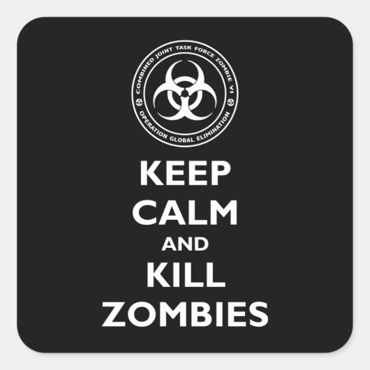 Kill Zombies Vierkante Sticker (Voorkant)