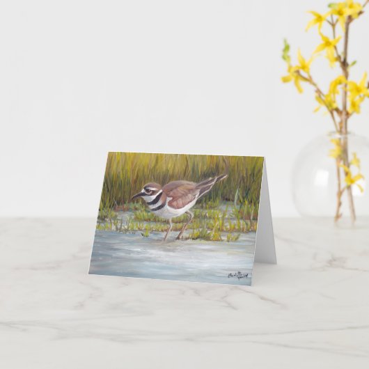 Killdeer à la carte de note d'art d'oiseau de (Fleur jaune)