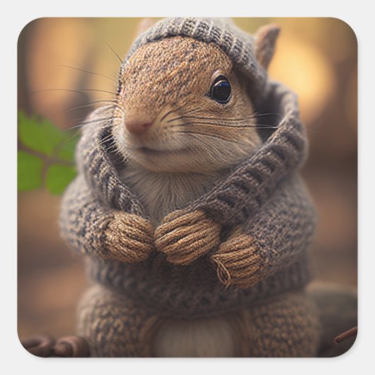 kille eekhoorn vierkante sticker (Voorkant)