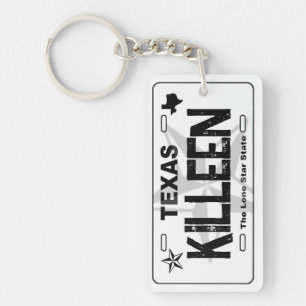 Killeen Texas zwarte licentie bord sleutelhanger