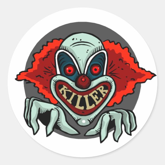 Killer Clown Ronde Sticker (Voorkant)