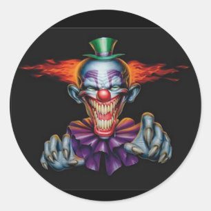 Killer Evil Clown Ronde Sticker