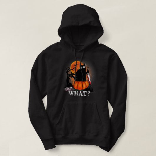 Killer Halloween Scary Moon Black Cat With Knife P Hoodie (Design voorkant)