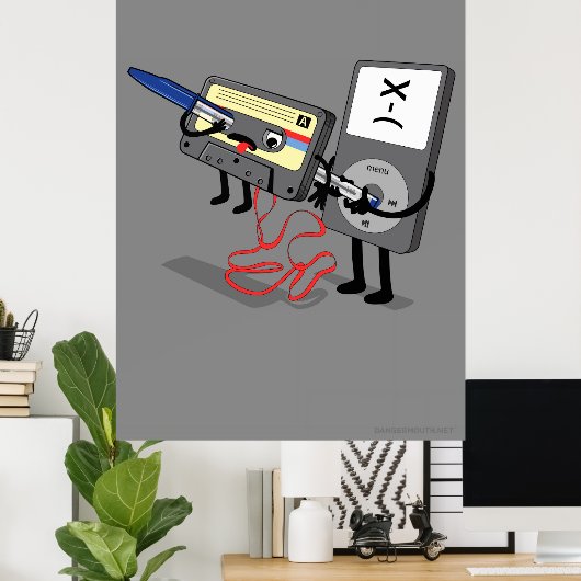 Killer Ipod Clipart (Retro Floppy Disk Cassette) Poster (Thuiskantoor)