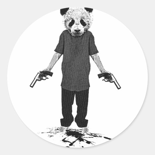 Killer panda ronde sticker (Voorkant)