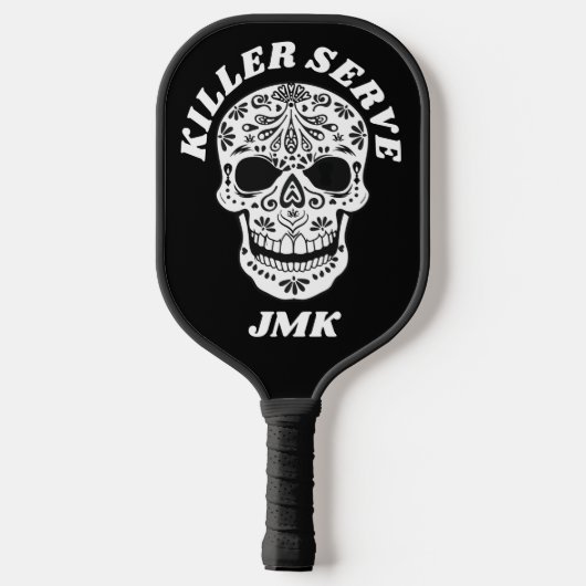 Killer Serve Sugar Skull Monogrammen Pickleball Paddle (Achterkant)