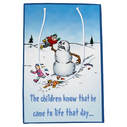 Killer Snowman Funny Cartoon kerstcadeau Medium Cadeauzakje (Voorkant)