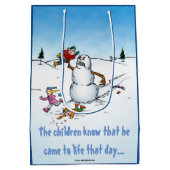 Killer Snowman Funny Cartoon kerstcadeau Medium Cadeauzakje (Achterkant)