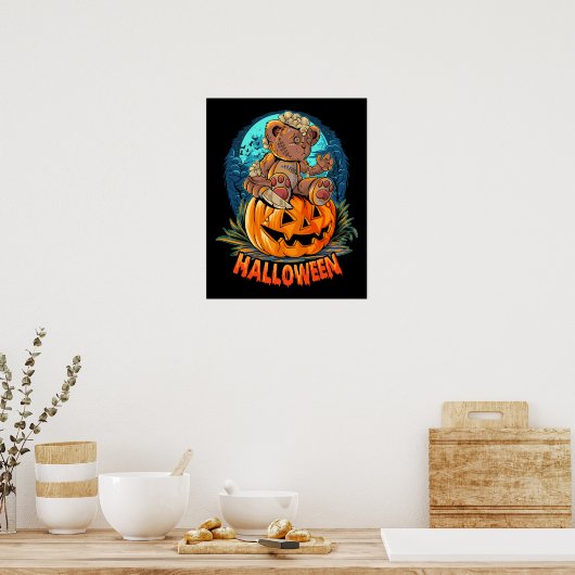 Killer Teddy Bear Halloween Jack-o-lantern Poster (Keuken)