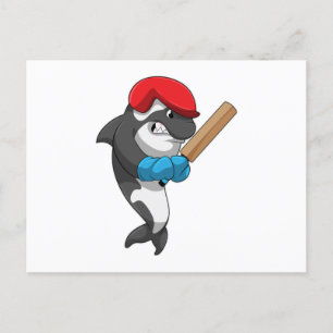 Killer whale bij Cricket met cricket bat Briefkaart