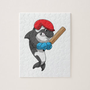 Killer whale bij Cricket met cricket bat Legpuzzel