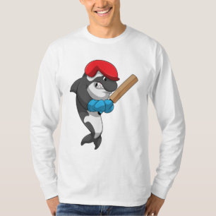 Killer whale bij Cricket met cricket bat T-shirt