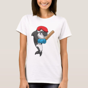 Killer whale bij Cricket met cricket bat T-shirt