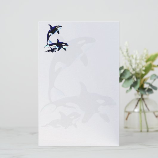 Killer Whale Family Stapery2_vertical.v2. Briefpapier (Staand voorkant)
