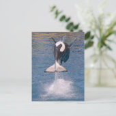 Killer whale jumping out of water briefkaart (Staand voorkant)