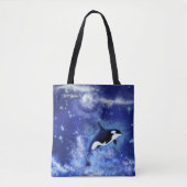 Killer Whale op Full Moon Blue Canvas tas (Voorkant)