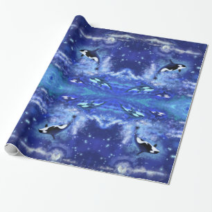 Killer Whale op Full Moon Wrapping Paper Cadeaupapier