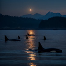 Killer Whales at Night - Orca Jigzaag Puzzle