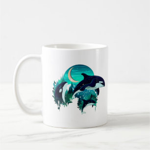 Killer Whales Cool Blue Natuur Illustratie Koffiemok