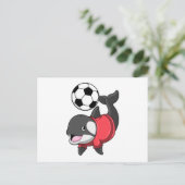 Killerwhale als voetbalspeler met Voetbal Briefkaart (Staand voorkant)