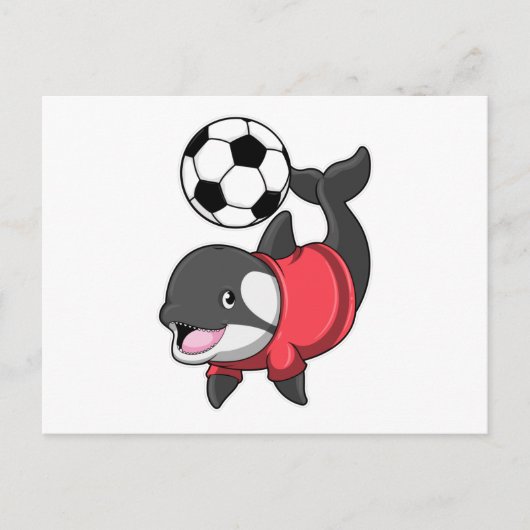 Killerwhale als voetbalspeler met Voetbal Briefkaart (Voorkant)