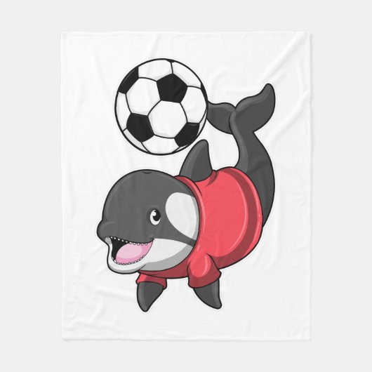 Killerwhale als voetbalspeler met Voetbal Fleece Deken (Voorkant)