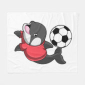 Killerwhale als voetbalspeler met Voetbal Fleece Deken (Voorkant (Horizontaal))