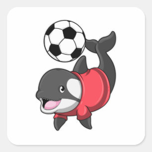 Killerwhale als voetbalspeler met Voetbal Vierkante Sticker
