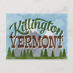 Killington Vermont Fun Retro Snowy Mountains Briefkaart