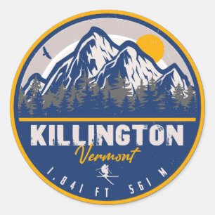Killington Vermont Retro Sunset Ski Souvenirs Ronde Sticker