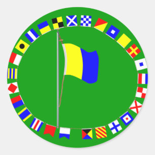Kilo Nautical Signal Flag "Ik wil communiceren" Ronde Sticker
