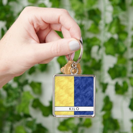 Kilo Nautical Signal Flag + Your Name Sleutelhanger (Hand)