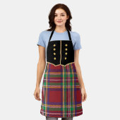 Kilt Print Apron Schort (Gedragen)