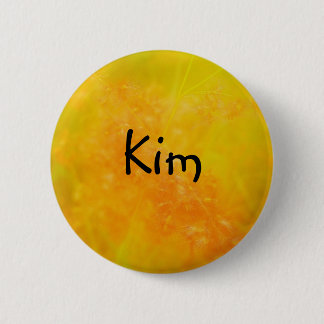 Kim Aangepaste Pretty Oranje NAAM BADGE / Knop Ronde Button 5,7 Cm