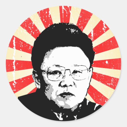 Kim Jong Il Ronde Sticker (Voorkant)