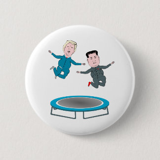 Kim Jong Un en President Trump Trampolone Ronde Button 5,7 Cm