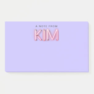 Kim-naam in gloeiende neonlampen post-it® notes