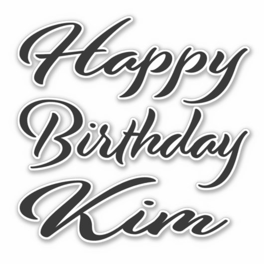 Kim Name Prenom Anniversaire de Black Sticker (Devant)
