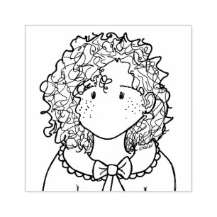 ©️Kim Niles CURLY MEISJE Rubber Stamp Rubberstempel