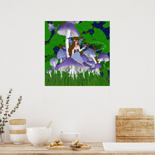 Kimaria Faery op paddenstoelen met Butterfly Print (Keuken)