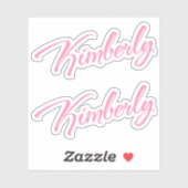 Kimberly Decoratieve Naam in Roze x2 Sticker (Vel)